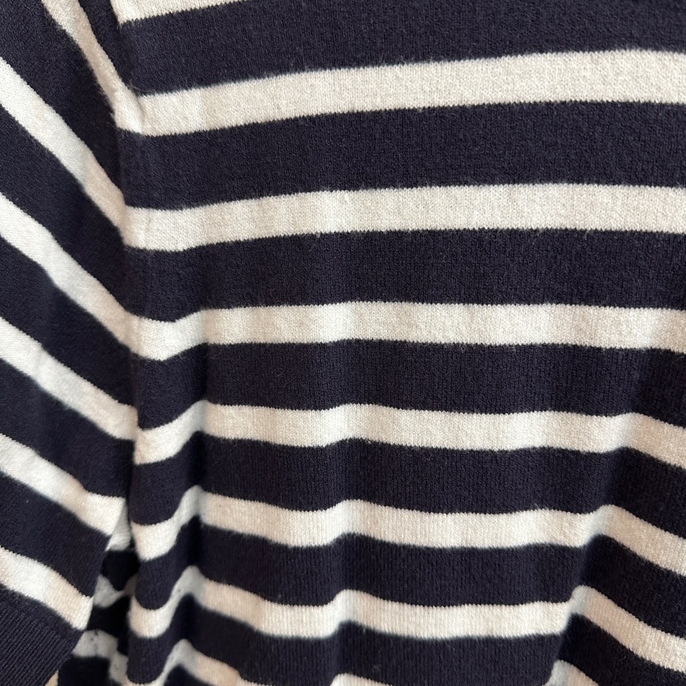Striped Short Sleeve Sweater - Navy & White - Picture 2 of 6